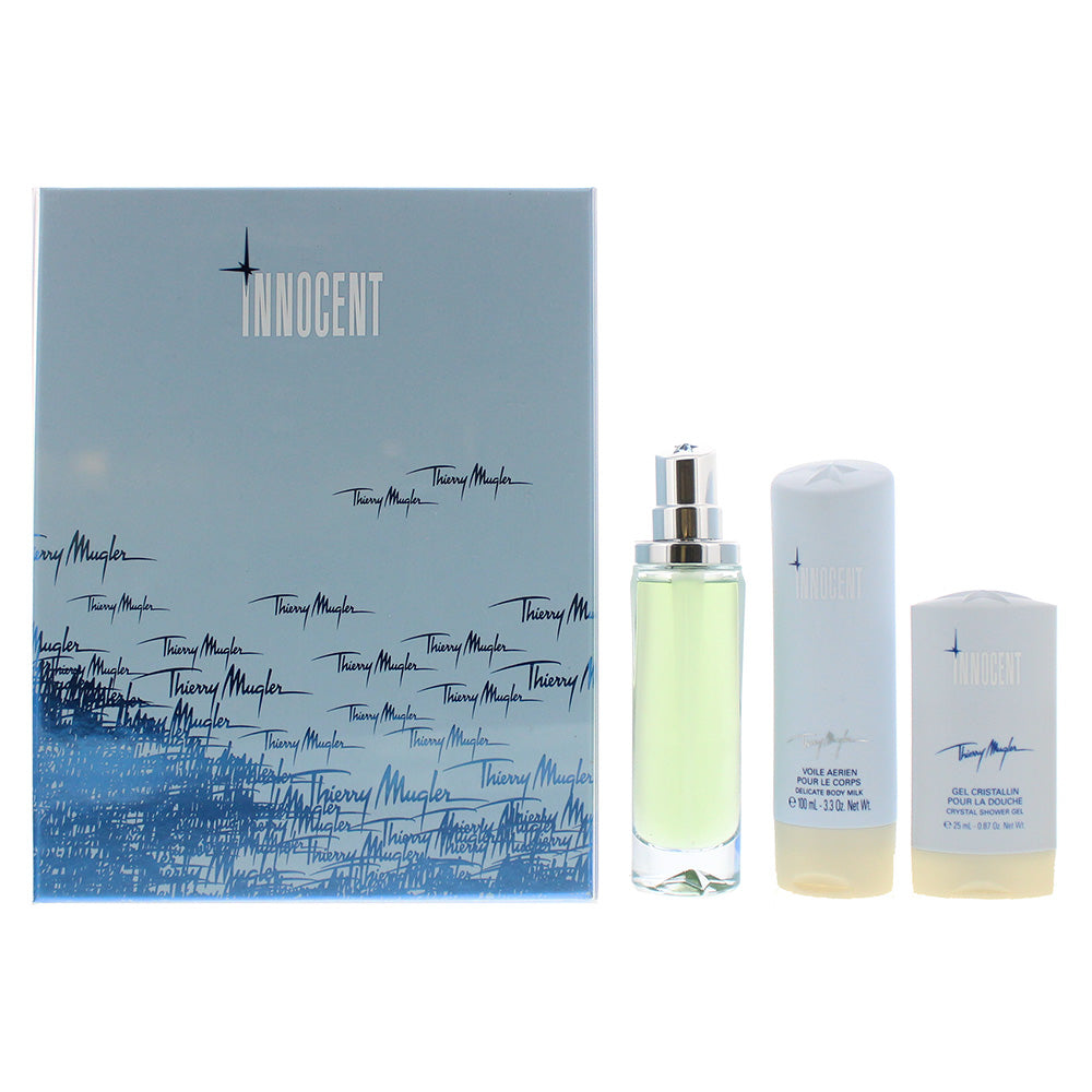 Mugler Innocent Eau De Parfum 3 Piece Gift Set: Eau De Parfum 50ml - Shower Gel 25ml - Body Lotion 100ml