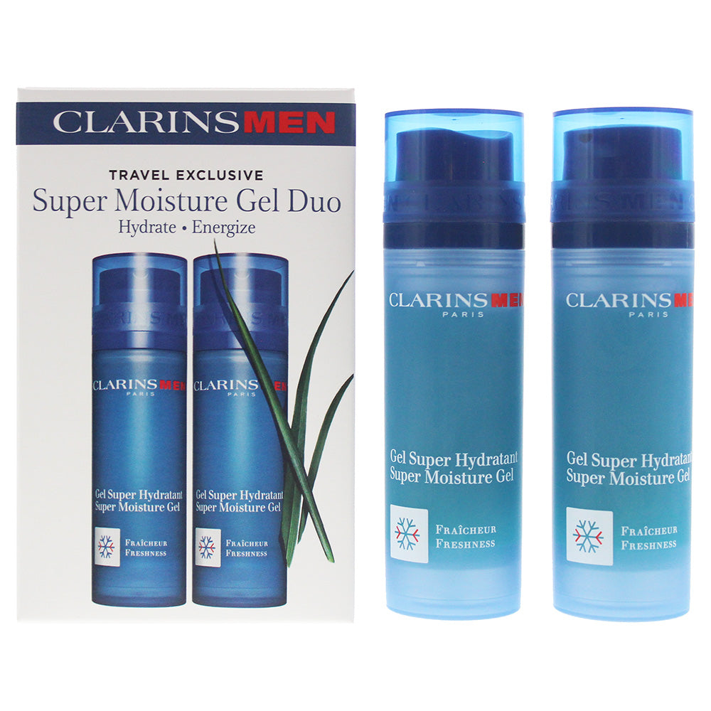 Clarins Men 2 Piece Gift Set: Super Moisture Gel 2 x 50ml Duo