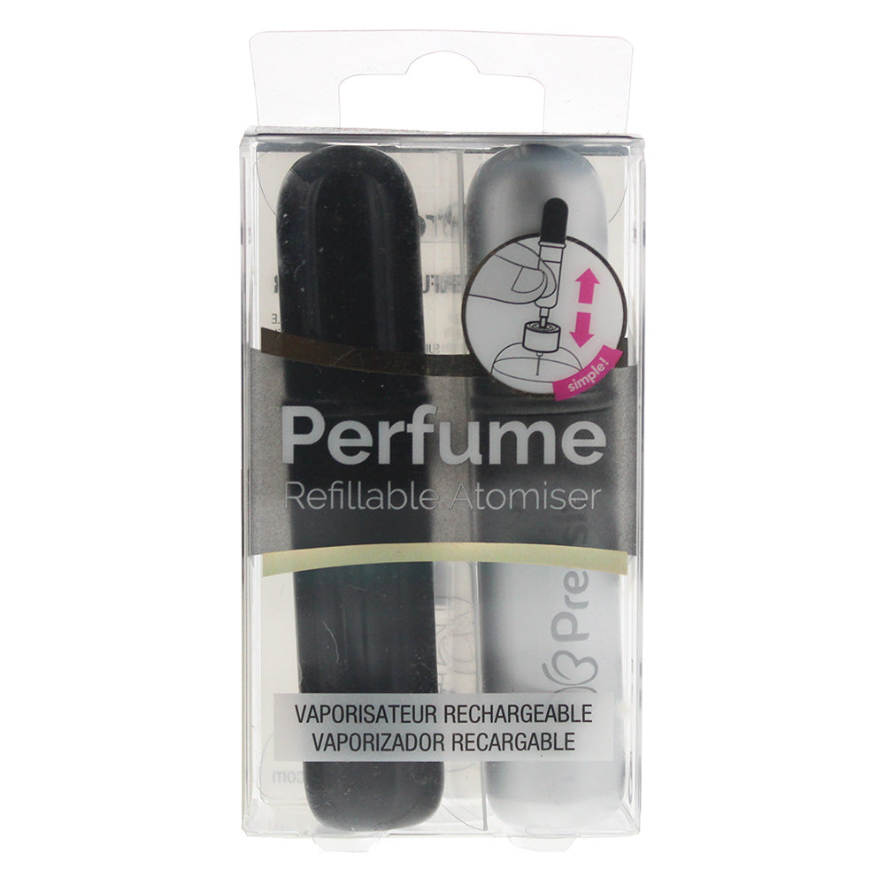 Pressit Refillable Perfume Spray Bottles 2 x 4ml - Silver & Black