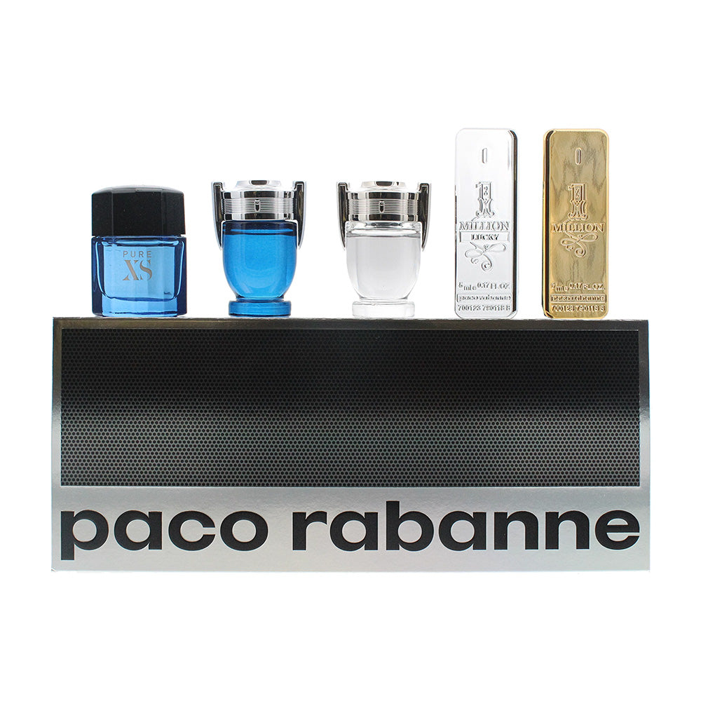 Paco Rabanne Eau De Toilette 5 Piece Gift Set: 1 Million Eau De Toilette 5ml - 1 Million Lucky Eau De Toilette 5ml - Invictus Eau De Toilette 5ml - 