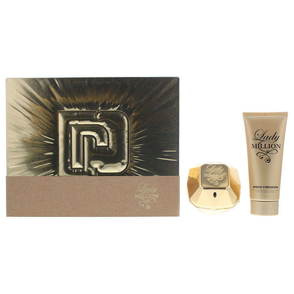 Paco Rabanne Lady Million Eau De Parfum 2 Piece Gift Set: Eau De Parfum 80ml - Body Lotion 100ml