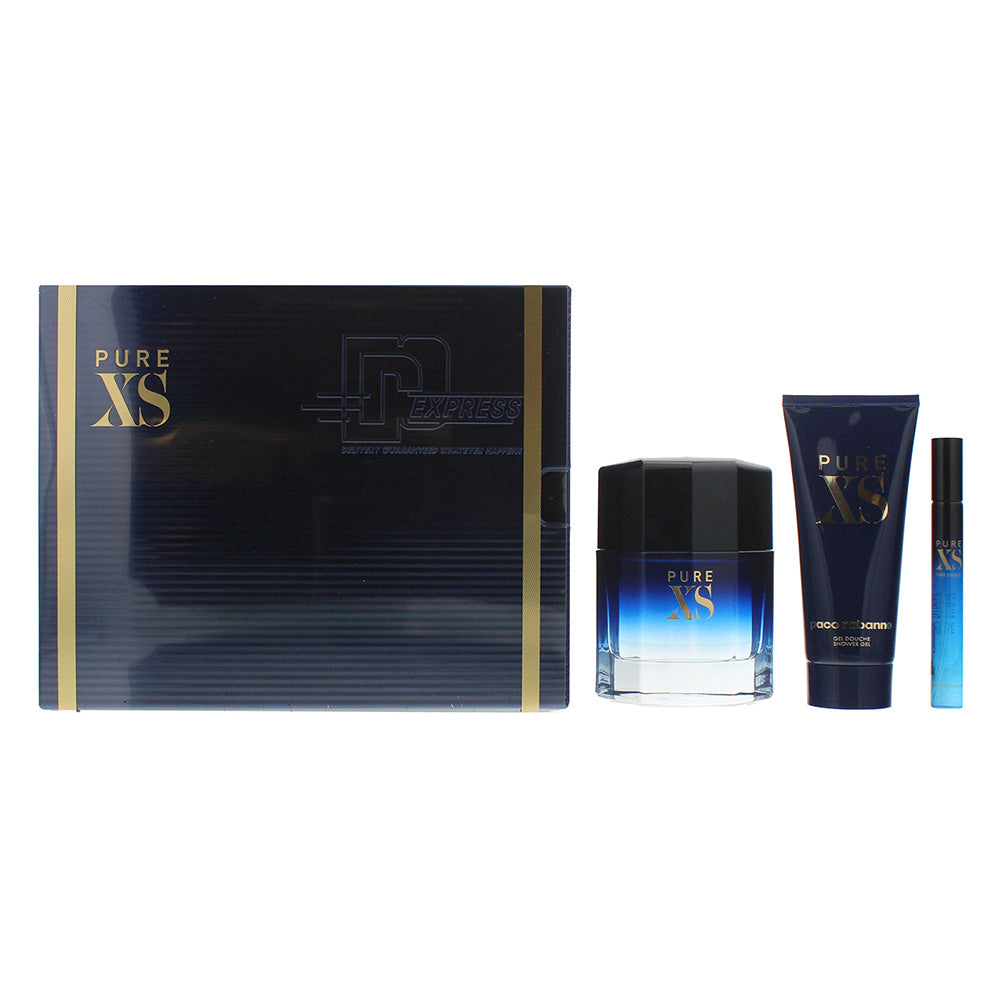 Paco Rabanne Pure Xs Eau De Toilette 3 Piece Gift Set: Eau De Toilette 100ml - Shower Gel 100ml - Eau De Toilette 10ml