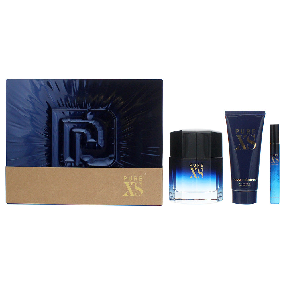 Paco Rabanne Pure Xs Eau De Toilette 3 Piece Gift Set: Eau De Toilette 100ml - Shower Gel 100ml - Eau De Toilette 10ml