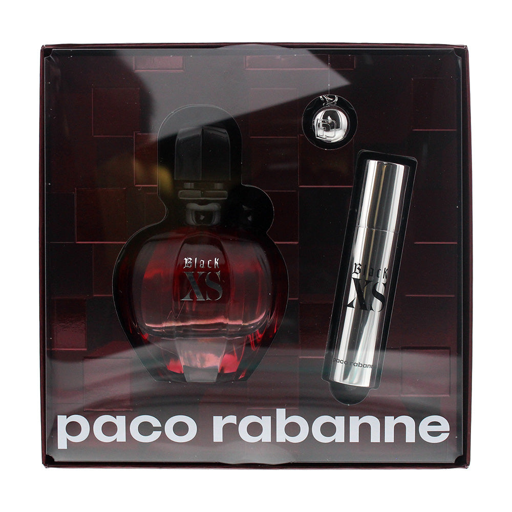 Paco Rabanne Black Xs Eau De Parfum 3 Piece Gift Set: Eau De Parfum 50ml - Eau De Parfum 10ml - Key Ring