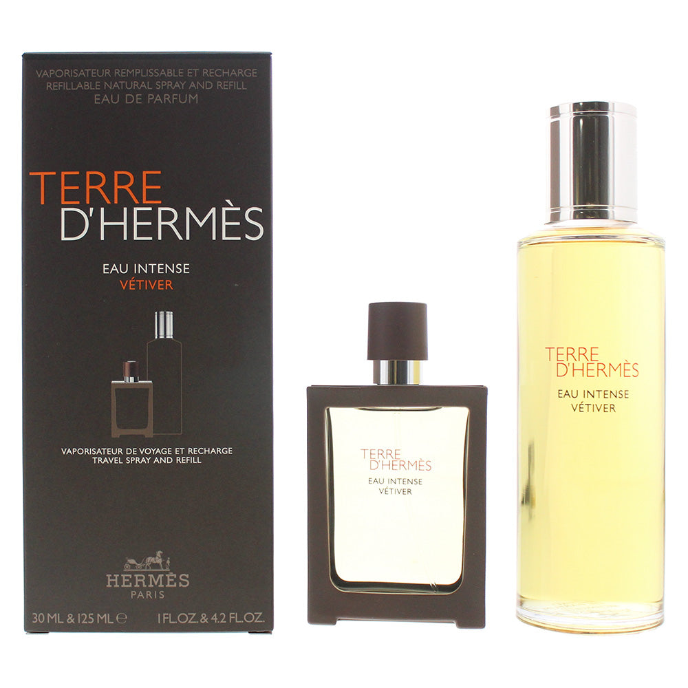 Hermès Terre D'hermès Eau Intense Vetiver Eau De Parfum 2 Piece Gift Set: Refillable Eau De Parfum 30ml - Refill Eau De Parfum 125ml