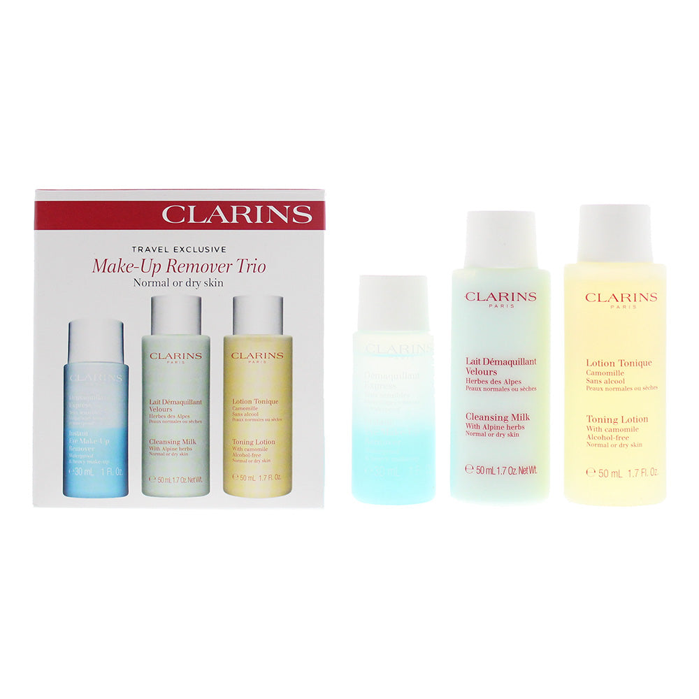 Clarins 3 Piece Gift Set:  Cleanser 50ml - Toning Lotion 50ml - Eye Make-Up Remover 30ml