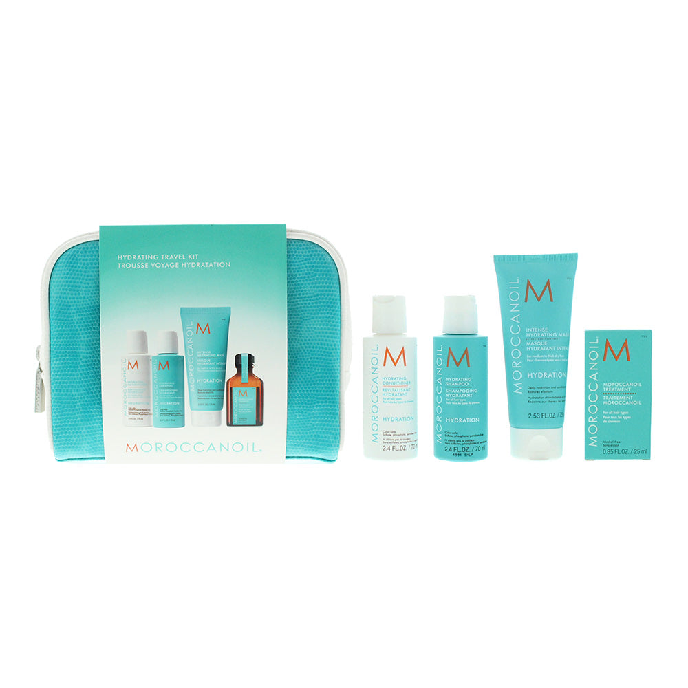 Moroccanoil 5 Piece Gift Set: Hair Oil Treatment 25ml - Hydrating Shampoo 70ml - Hydrating Conditioner 70ml - Hydrate Styling Cream 75ml - Pouch