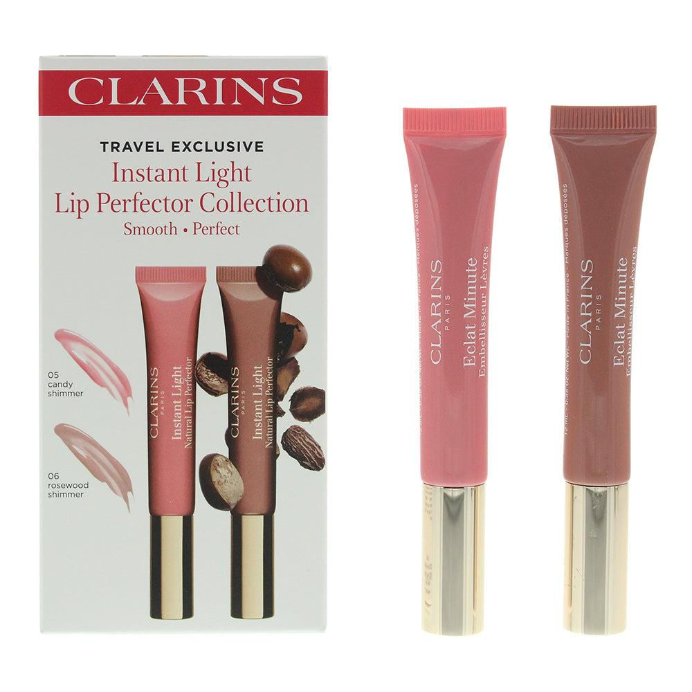 Clarins Instant Light Lip Perfector Duo: 05 Candy Shimmer 12ml - 06 Rosewood Shimmer 12ml