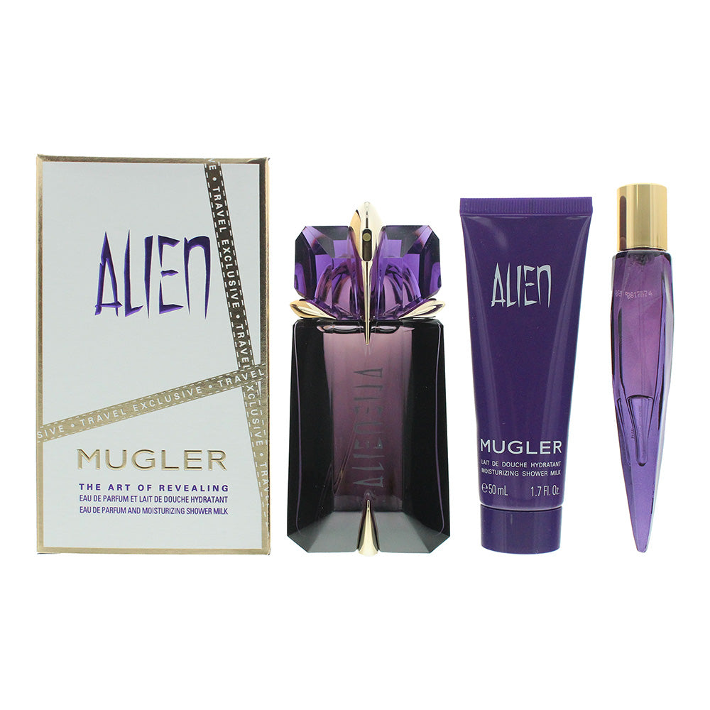 Mugler Alien 3 Piece Gift Set: Eau De Parfum 60ml - Eau De Parfum 10ml -  Shower Milk 50ml