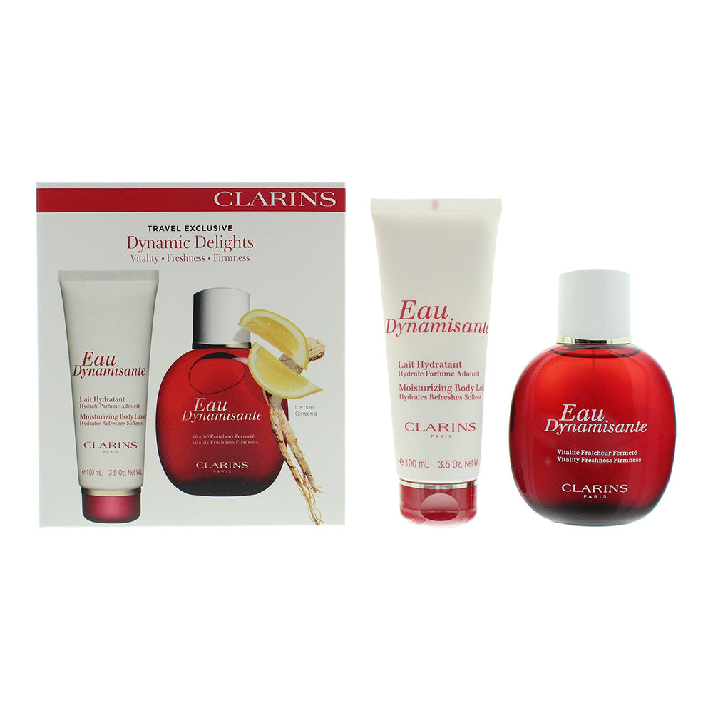 Clarins Eau Dynamisante 2 Piece Gift Set:  Eau De Toilette 100ml - Body Lotion 100ml