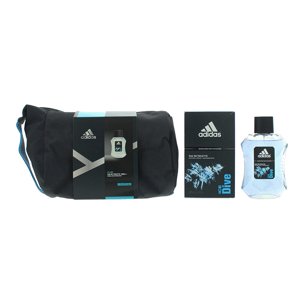 Adidas Ice Dive 2 Piece Gift Set: Eau De Toilette 100ml - Toiletry Bag
