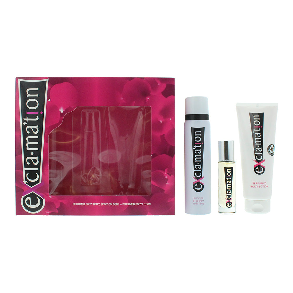 Coty Exclamation  3 Piece Gift Set: Cologne 15ml - Body Spray 90ml - Body Lotion 115ml