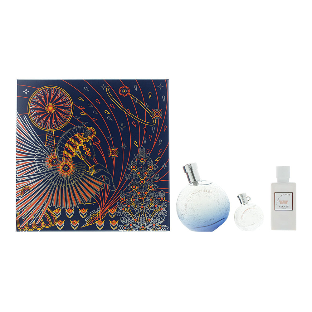 Hermes L'Ombre des Merveilles 3 Piece Gift Set: Eau De Parfum 50ml - Eau De Parfum 7.5ml - Body Milk 40ml