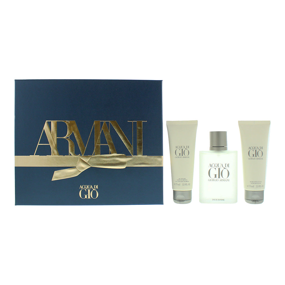 Giorgio Armani Acqua Di Gio 3 Piece Gift Set: Eau De Toilette 100ml - Shower Gel 75ml - Aftershave Balm 75ml