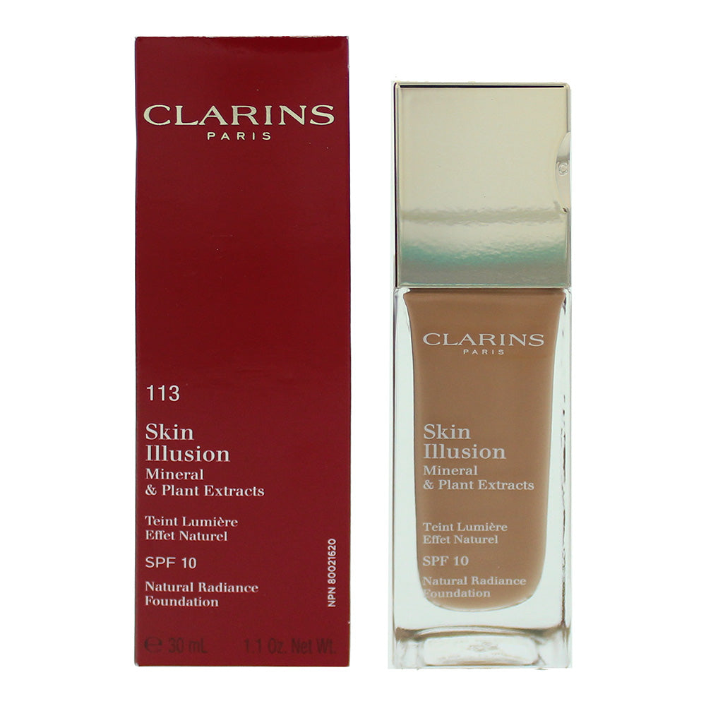 Clarins Skin illusion Natural Radiance Foundation Spf10  113 Chestnut Foundation 30ml
