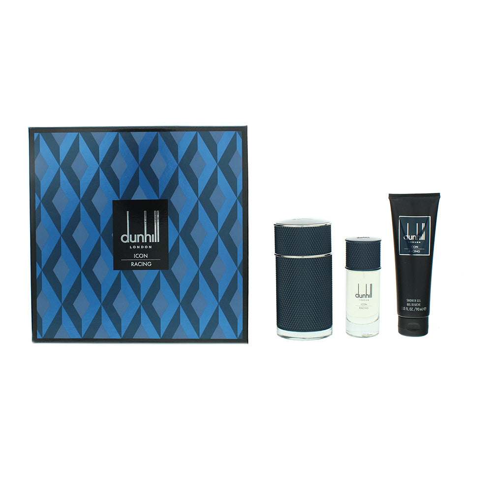 Dunhill Icon Racing Blue Eau De Parfum 3 Piece Gift Set: Eau De Parfum 100ml - Shower Gel 90ml - Eau De Parfum 30ml