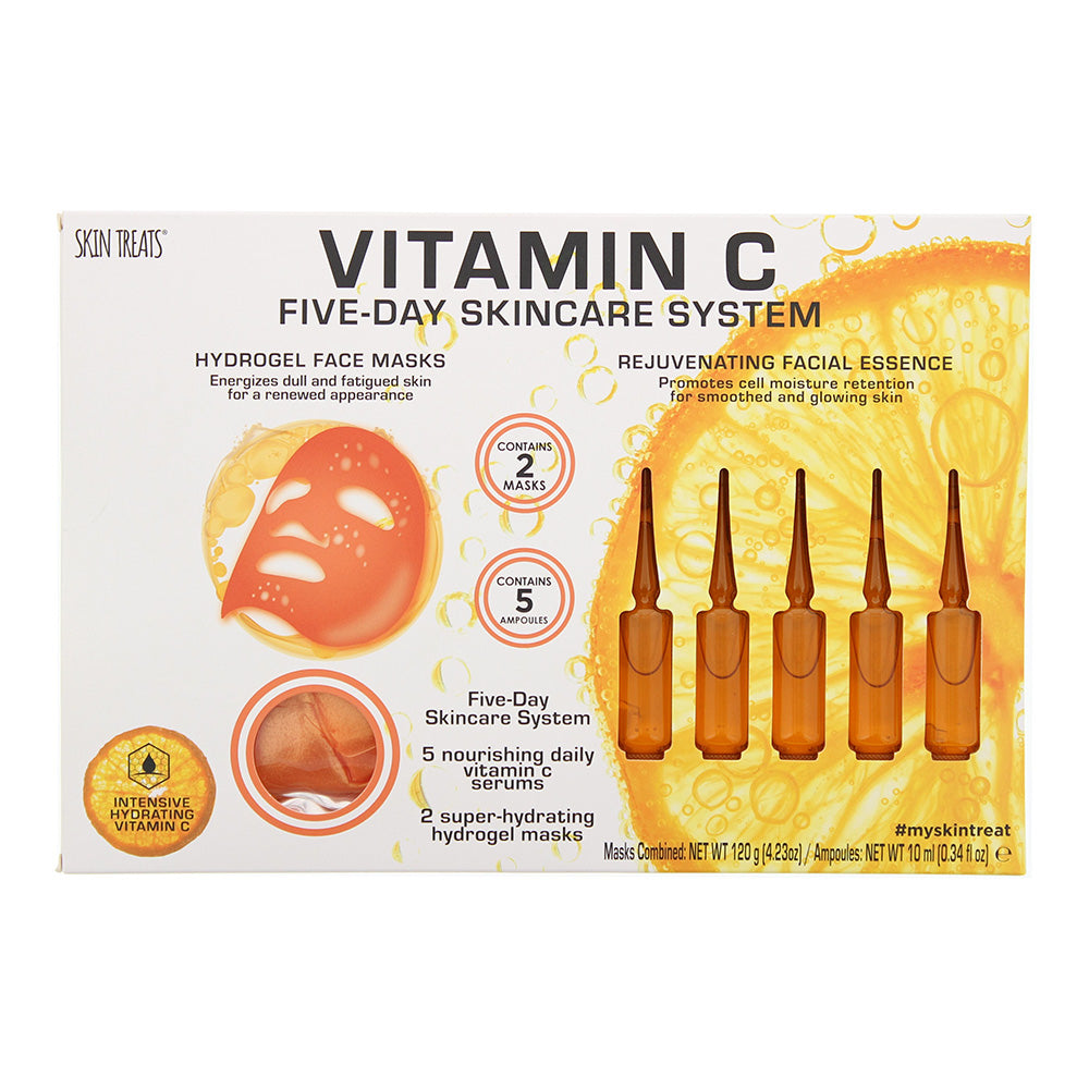 Skin Treats Vitamin C Five-Day Skincare System 7 Pieces Gift Set: 2 x Hydrogel Face Mask 120g - 5 x Essence Ampoul