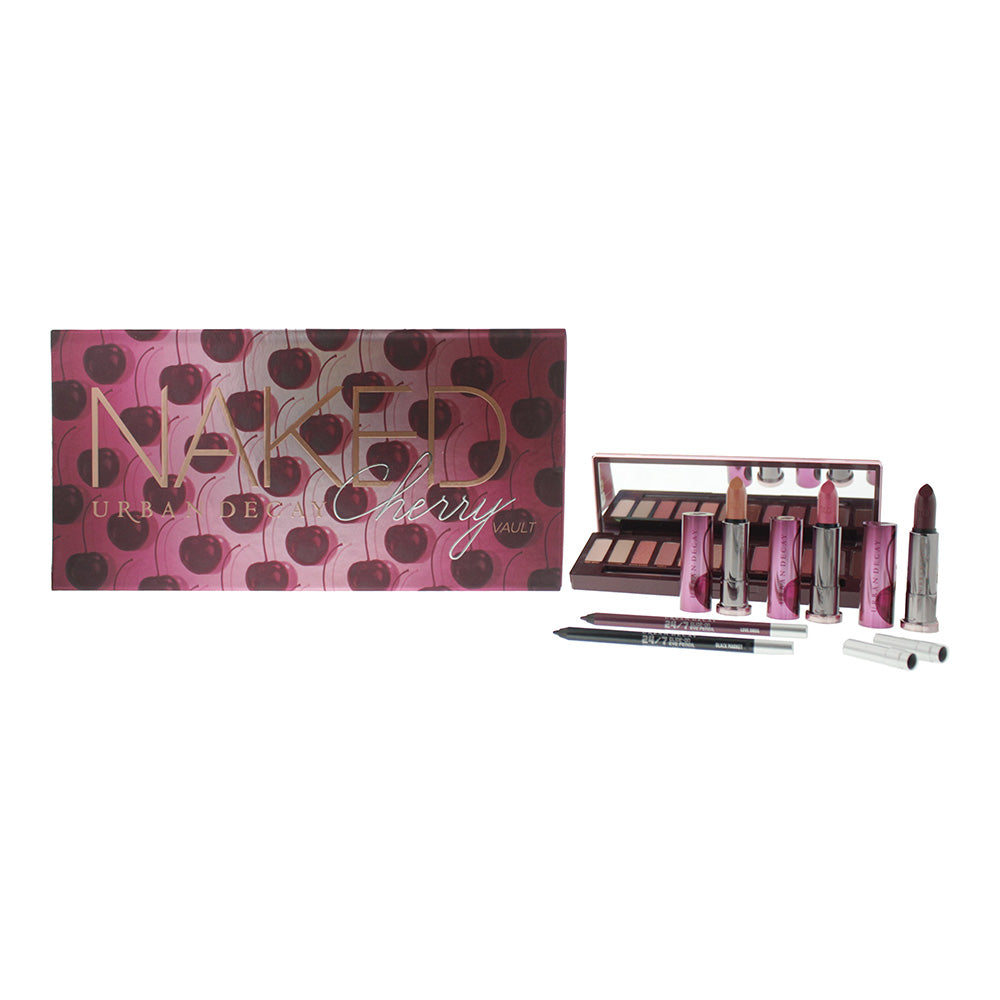Urban Decay Cherry Vault 6 Piece Gift Set: Cherry Eye Shadow Palette 12 x 1.1g - Cherry Lipstick 3.4g - Devilish Lipstick 3.4g - Juicy Lipstick 3.4g