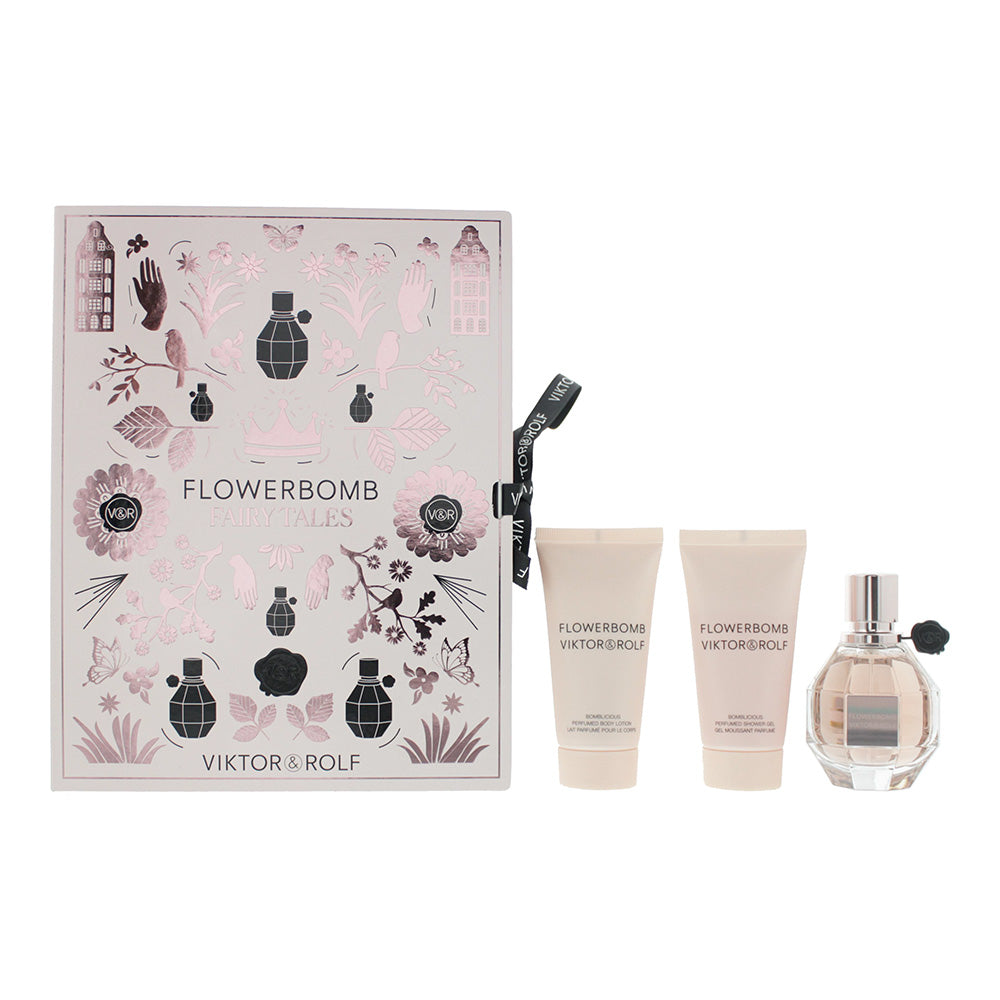 Viktor & Rolf Flowerbomb 3 Piece Gift Set: Eau De Parfum 50ml - Shower Gel 50ml - Body Lotion 50ml