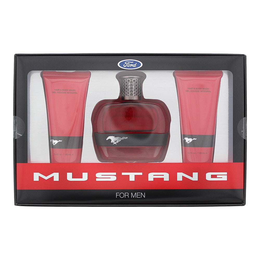 Mustang Red 3 Piece Gift Set: Eau De Toilette 100ml - Aftershave Balm 100ml - Hair & Body Wash 100ml
