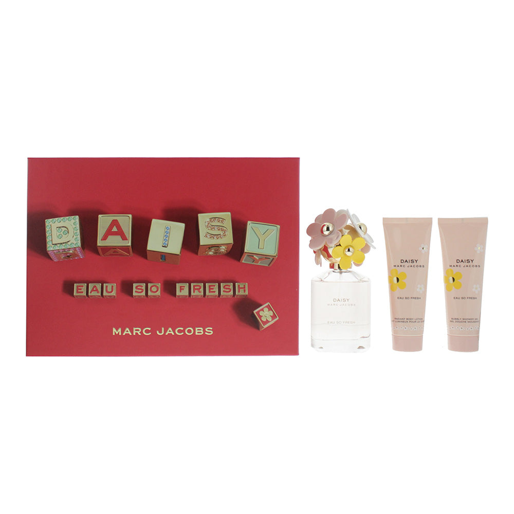 Marc Jacobs Daisy Eau So Fresh 3 Piece Gift Set: Eau De Toilette 75ml - Body Lotion 75ml - Shower Gel 75ml