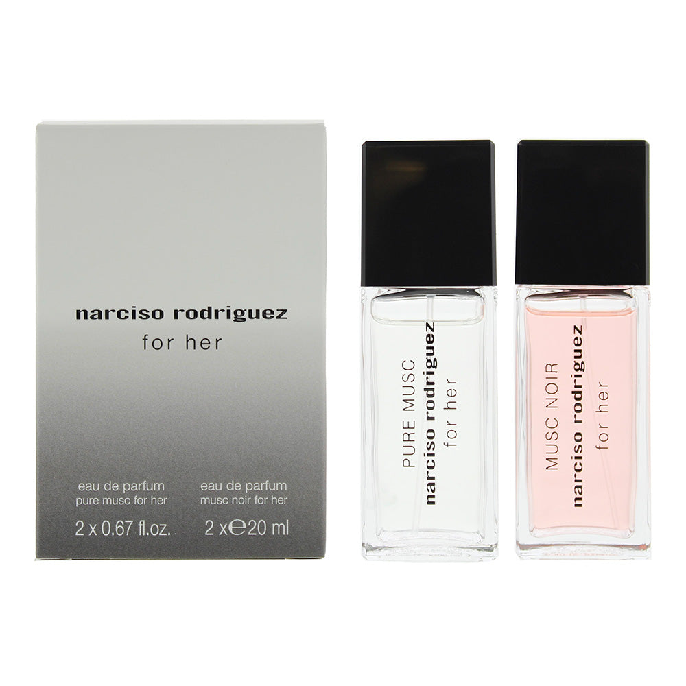 Narciso Rodriguez 2 Piece Gift Set: For Her Musc Noir Eau De Parfum 20ml - For Her Pure Musc Eau De Parfum 20ml
