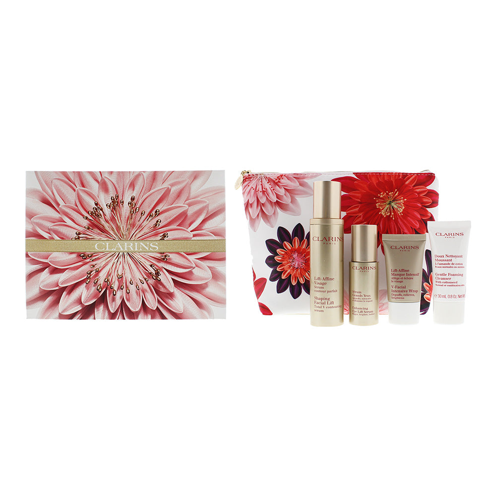 Clarins Counturing Collection 5 Piece Gift Set: Contouring Serum 50ml - Eye Lift Serum 15ml - Intensive Mask 15ml - Foaming Cleanser 30ml - Pouch