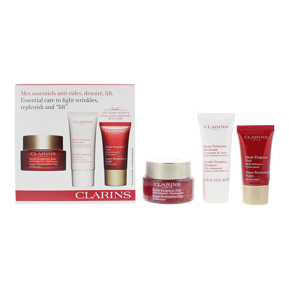 Clarins Essential Care Super Restorative 3 Piece Gift Set: Day Cream 50ml - Nigh