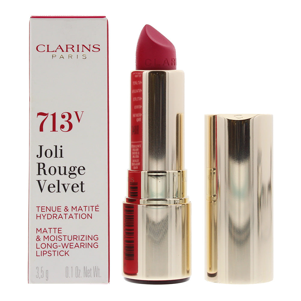 Clarins Joli Rouge Velvet Matte & Moisturizing Long Wearing Lipstick No.713V Hot Pink 3.5g