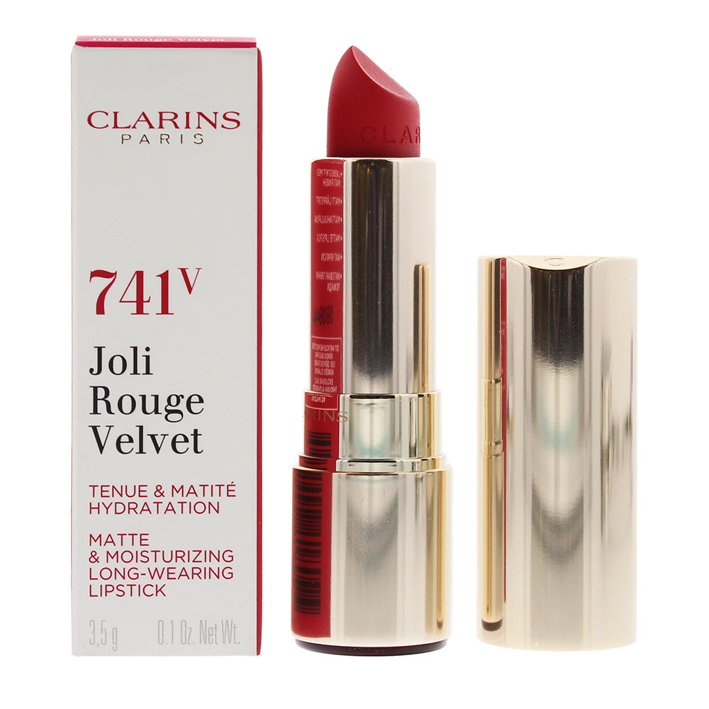 Clarins Joli Rouge Velvet Matte & Moisturizing Long Wearing Lipstick No.741V Red Orange 3.5g