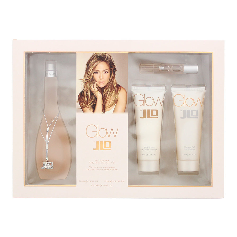 Jennifer Lopez Glow 4 Piece Gift Set: Eau De Toilette 100ml - Body Lotion 75ml - Shower Gel 75ml - Rollerball Eau De Toilette 7.5ml