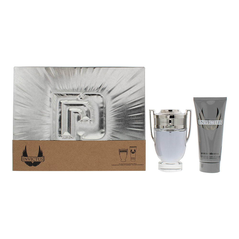 Paco Rabanne Invictus 2 Piece Gift Set: Eau De Toilette 100ml - All Over Shampoo 100ml