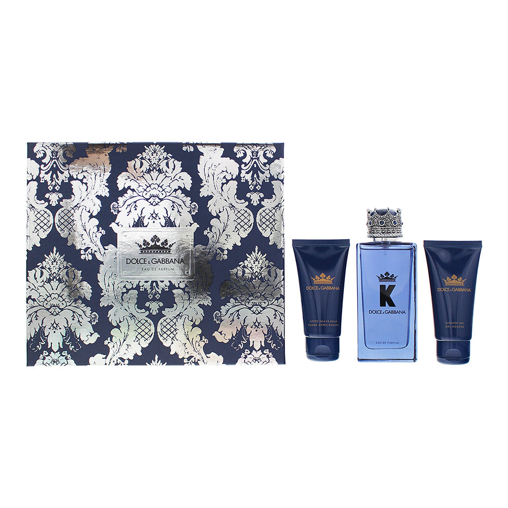 Dolce & Gabbana K 3 Piece Gift Set: Eau De Parfum 100ml - Aftershave Balm 50ml - Shower Gel 50ml