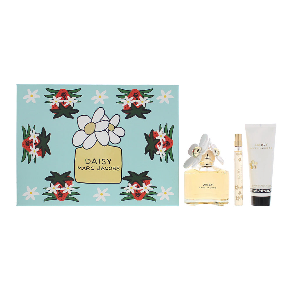 Marc Jacobs Daisy 3 Piece Gift Set: Eau De Toilette 100ml - Body Lotion 75ml - Eau De Toilette 10ml