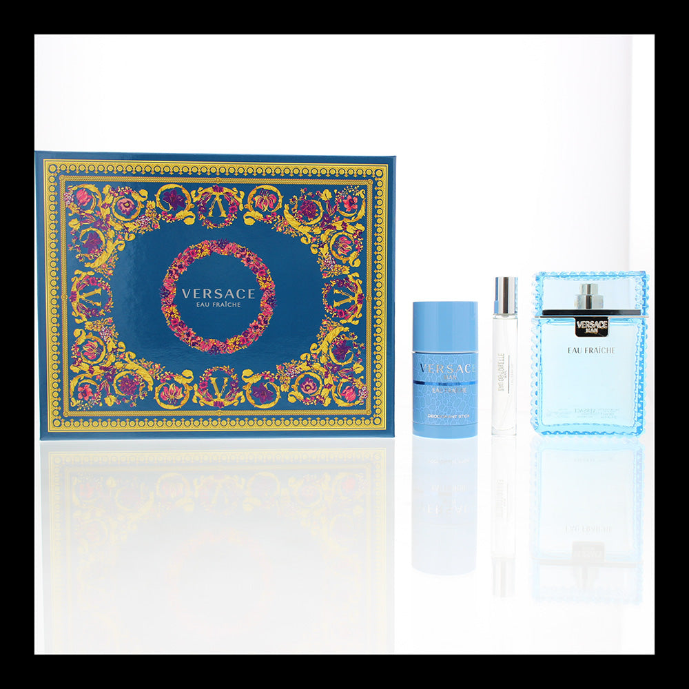 Versace Man Eau Fraiche 3 Piece Gift Set: Eau De Toilette 100ml - Deodorant Stick 75ml - Eau De Toilette 10ml
