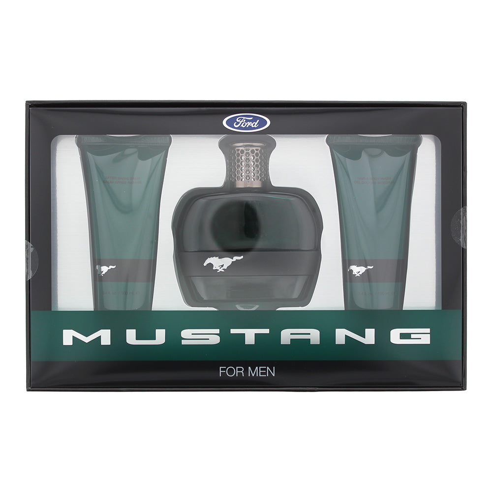 Mustang Green 3 Piece Gift Set: Eau De Toilette 100ml - Shower Gel 100ml - Aftershave Balm 100ml