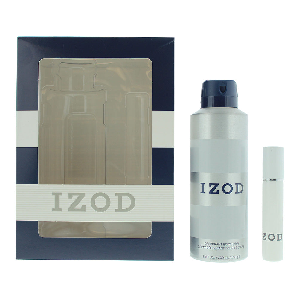 Izod White 2 Piece Gift Set: Eau De Toilette 15ml - Body Spray 200ml