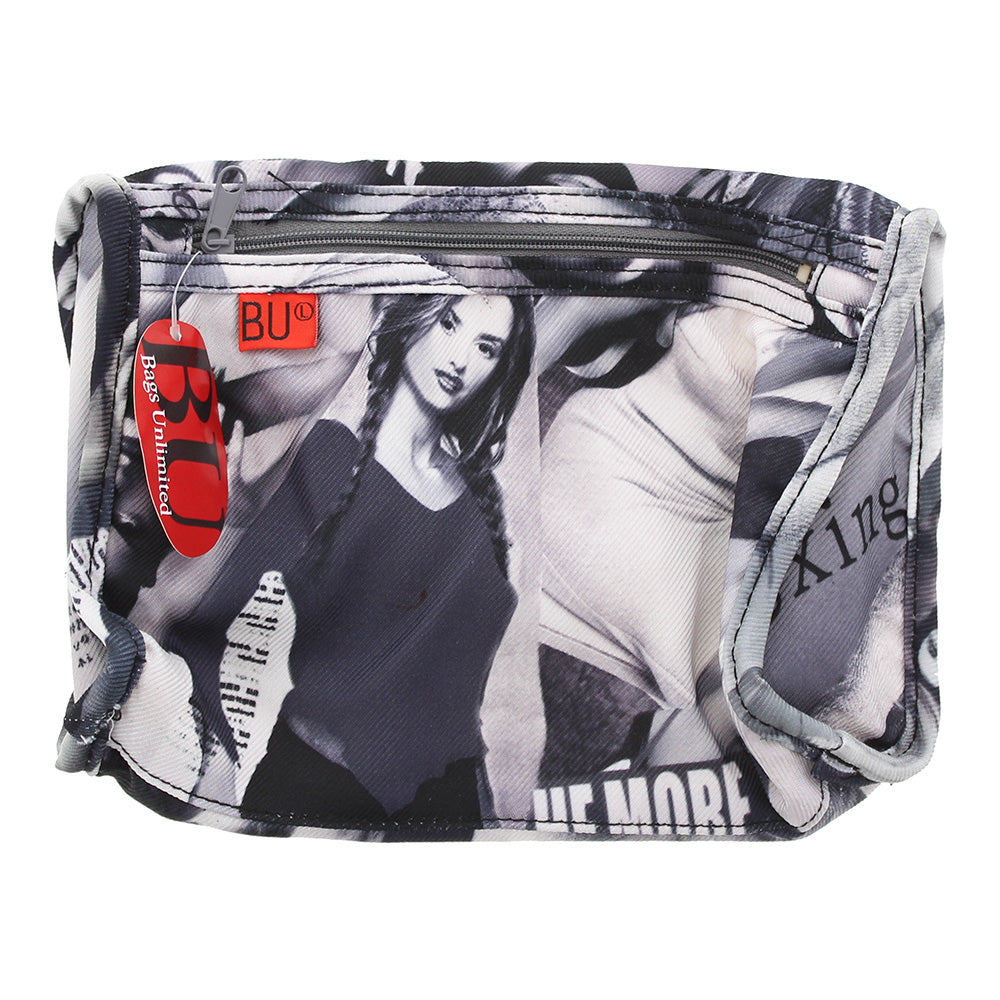 Bags Unlimited St Tropez Silver & Brown Side Zip Pouch 