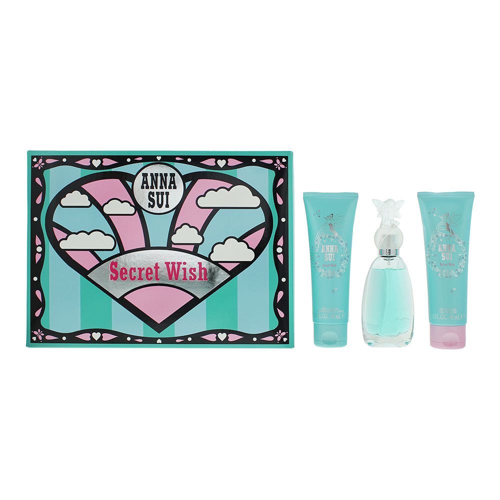 Anna Sui Secret Wish 3 Piece Gift Set: Eau de Toilette 50ml - Body Lotion 90ml - Shower Gel 90ml
