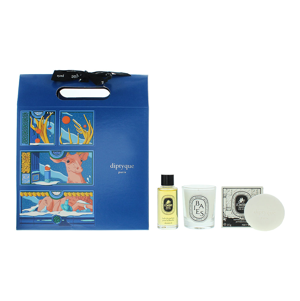 Diptyque L'ombre Dans L'eau 3 Piece Gift Set: Candle 35g - Soap 25g - Shower Oil 15ml
