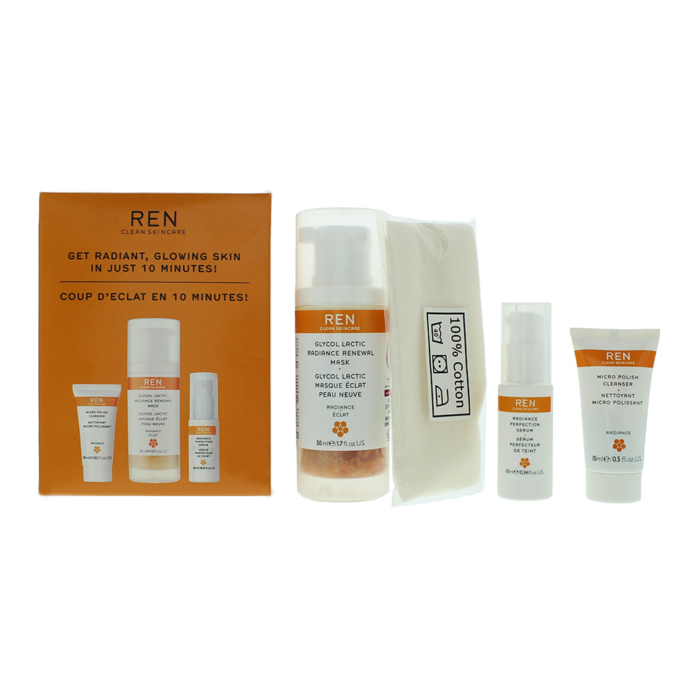 Ren Radiance 4 Piece Gift Set: Glycol Lactic Mask 50ml - Micro Polish Cleanser 3