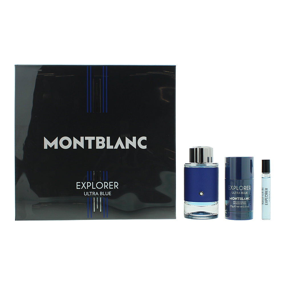 Montblanc Explorer Ultra Blue 3 Piece Gift Set: Eau De Parfum 100ml - Eau De Par