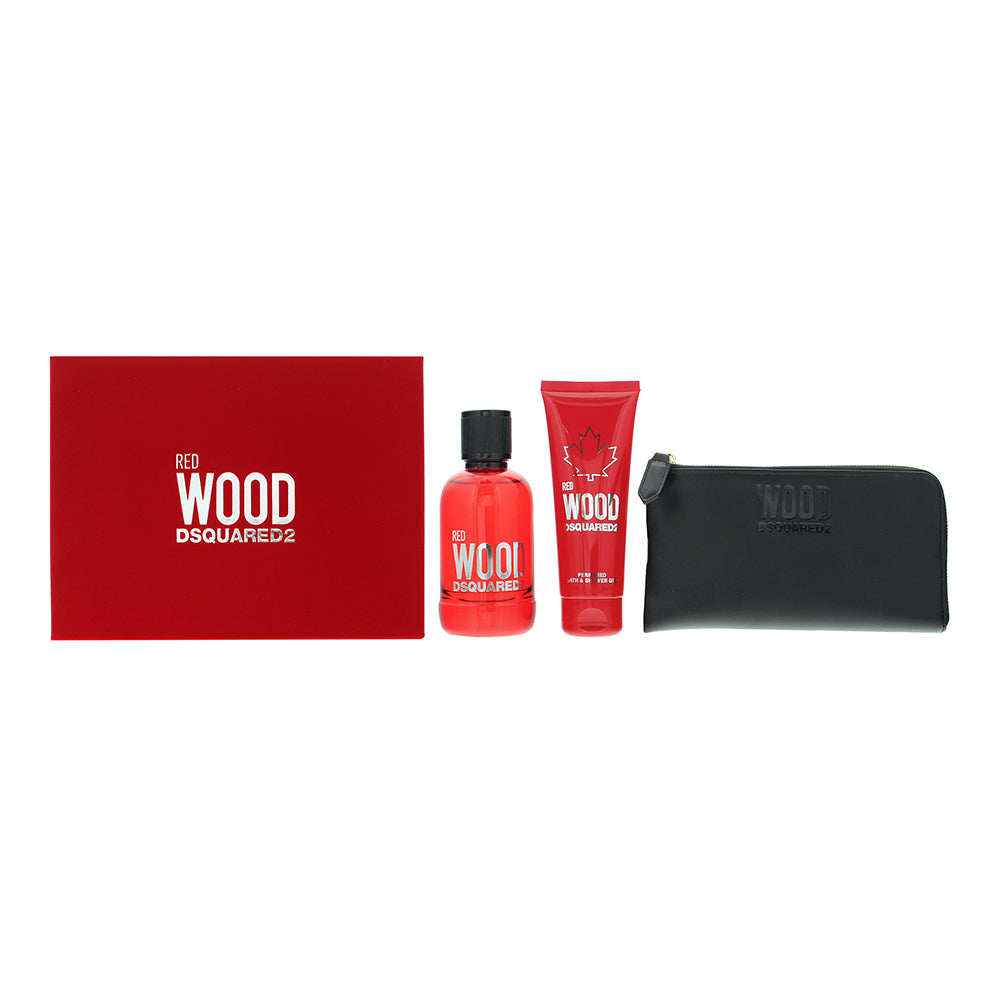 Dsquared2 Red Wood 3 Piece Gift Set: Eau De Toilette 100ml - Shower Gel 100ml - 