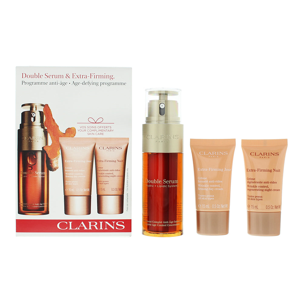 Clarins Double Serum 3 Piece Gift Set: Double Serum 50ml - Extra-Firming Day Cre