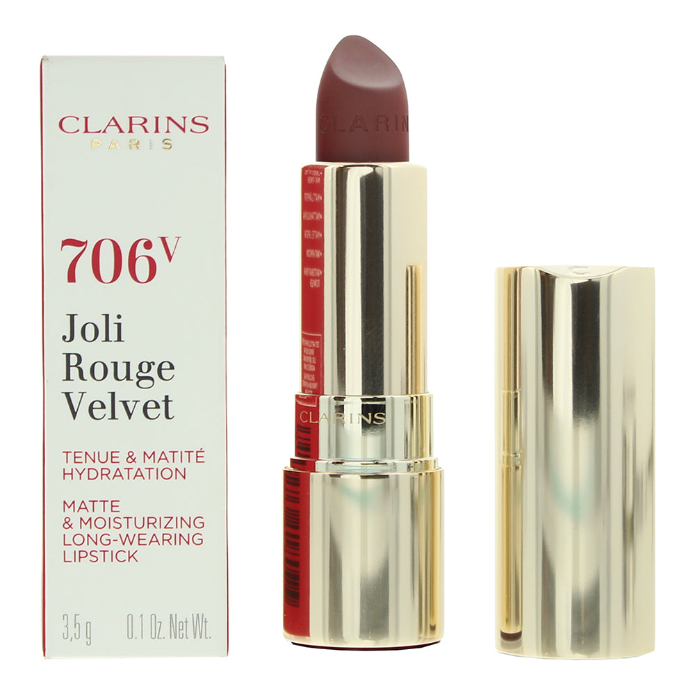 Clarins Joli Rouge Velvet Matte & Moisturizing Long Wear 706V Fig Lipstick 3.5g
