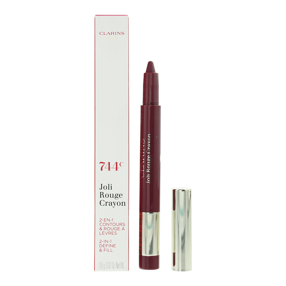 Clarins Joli Rouge 2 In 1 Define & Fill 744C Plum Lip Crayon 0.6g
