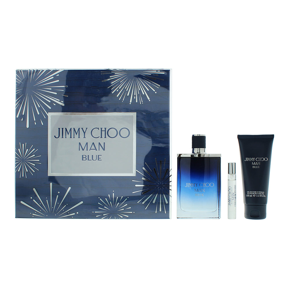Jimmy Choo Man Blue 3 Piece Gift Set: Eau De Toilette 100ml - Shower Gel 100ml -