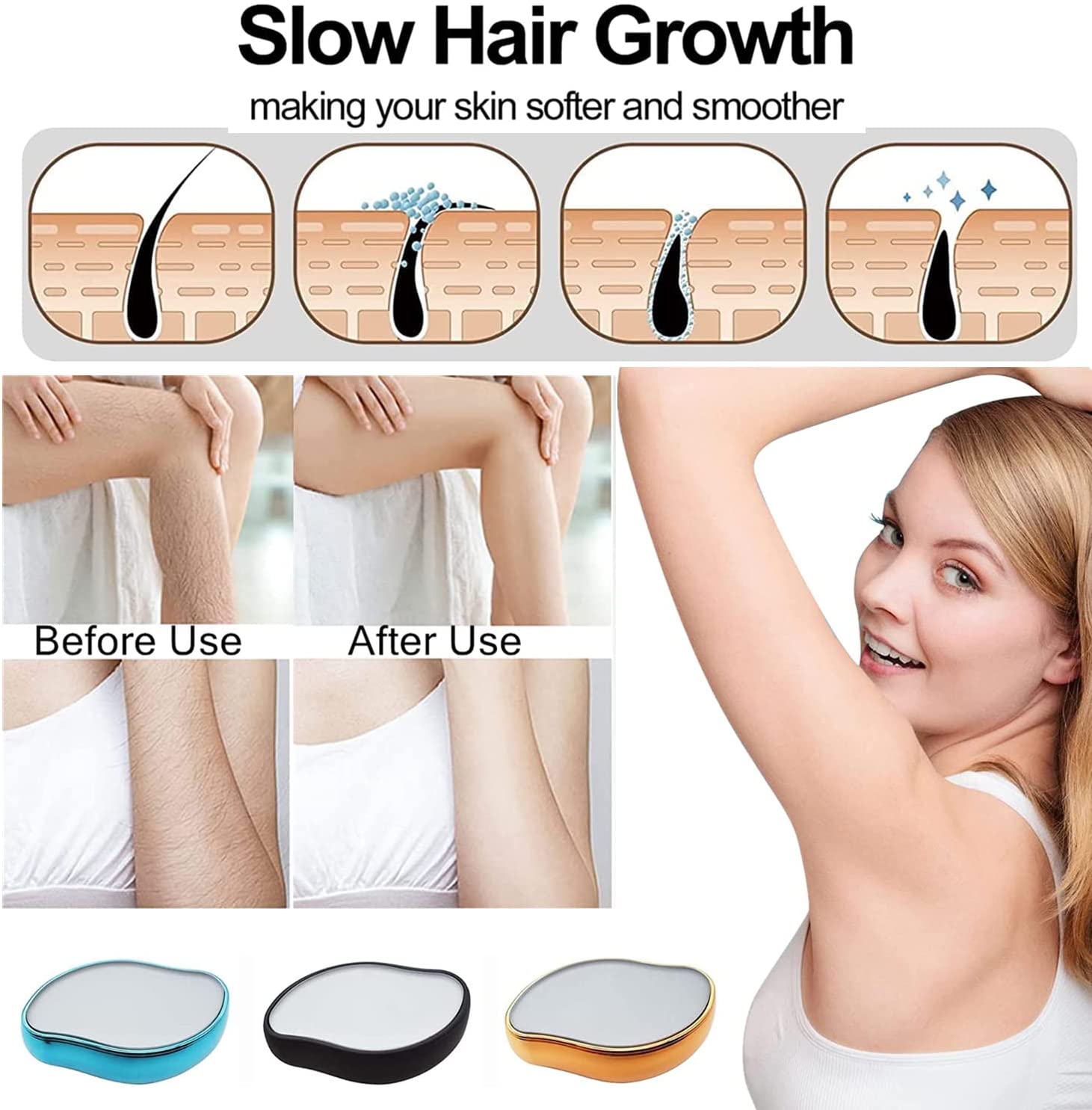 Crystal Hair Eraser Magic Crystal Hair Remover Stone Painless Hair